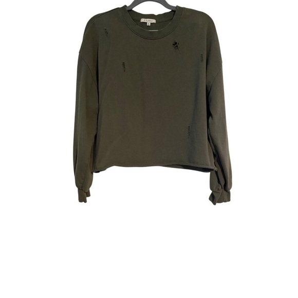 Z Supply Women Olive Green Distressed Lounge Set M Joggers + M Sweatshirt - Picture 8 of 15